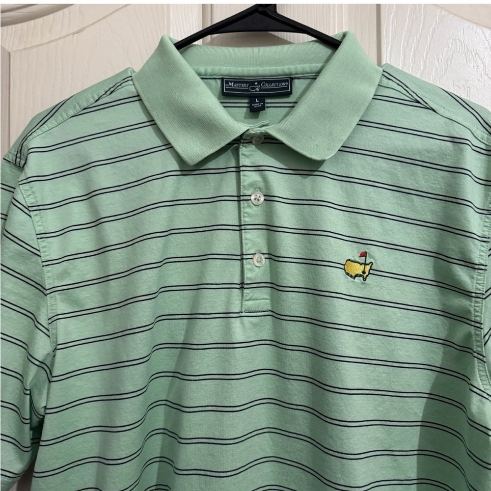 Light Green Striped Polo Shirt